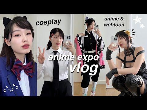 ANIME EXPO 2023 VLOG: trying COSPLAY for the first time, GRWM, favorite anime & WEBTOON