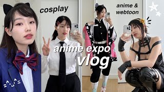 ANIME EXPO 2023 VLOG: trying COSPLAY for the first time, GRWM, favorite anime & WEBTOON