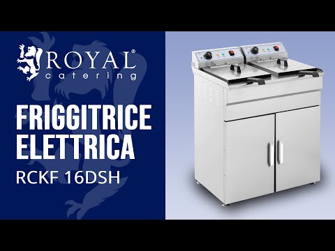 Friggitrice Professionale 16L Royal Catering - 6000W, 400V, Con Armadietto, Termostato, Acciaio Inox