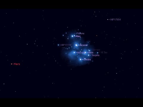 Mars and Pleiades, 3 March 2021, 7 -9 pm