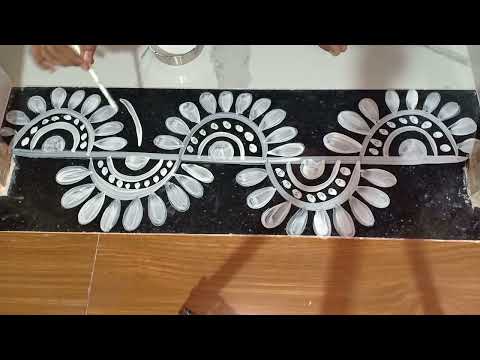 Very easy border alpona rangoli design /Mukesh arts