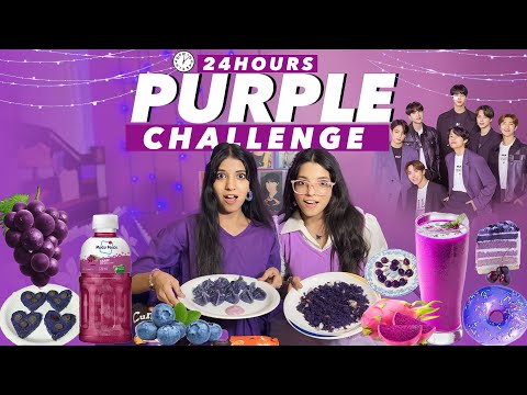 Using Only *PURPLE* Things and Food For 24 Hours Challenge!😍 *We Purple You*💜