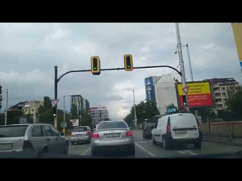 Driving in Sofia, Bulgaria through city center
