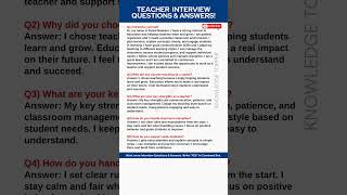 Teacher Interview Questions and Answers | Teaching Interview Questions and  Answers