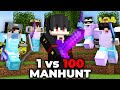 1 vs 100 Players Simulate Minecraft Manhunt
