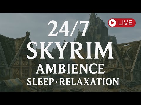 24/7 Skyrim Ambience & Music | Relax, Sleep, Study, Explore | The Echoing Vale