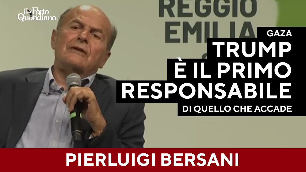 Bersani: "Gaza? Solo se pensi che gli asini volano non ha capito che il primo responsabile è Trump"
