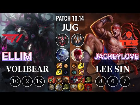T1 Ellim Volibear vs TES JackeyLove Lee Sin Jungle - KR Patch 10.14