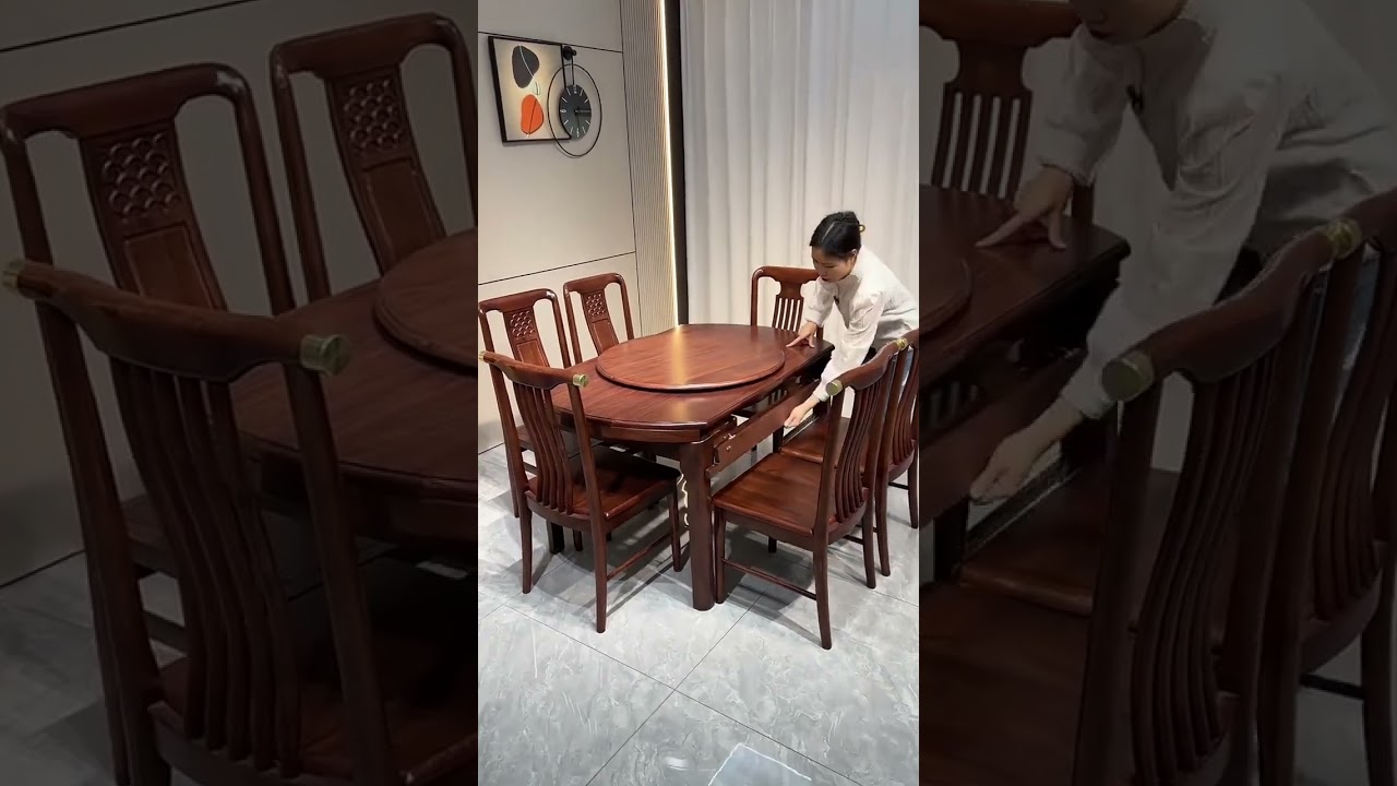 Square and round dual-purpose solid wood dining table#dining table#solidwooddining table