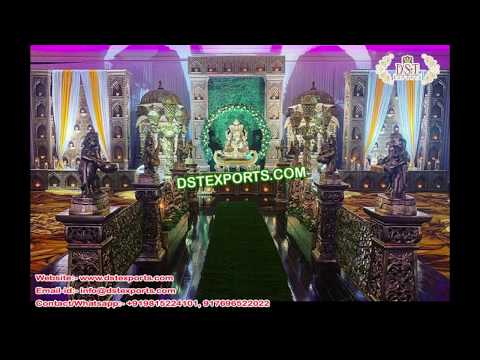 Latest elephant engraved frp pillars wedding aisleway pillar...