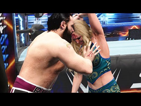 WWE 2k19: Rusev aka Miro vs. Charlotte Flair Intergender match, Bearhug & Heart Punch