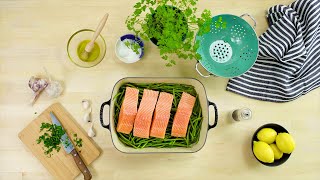 video: How to cook roast salmon and green beans with mustard crumbs