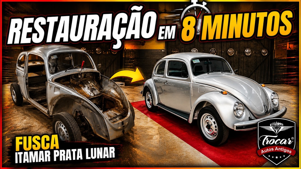 10 Meses de Restauração em Apenas 8 Minutos! 🔥 Fusca Itamar Prata Lunar