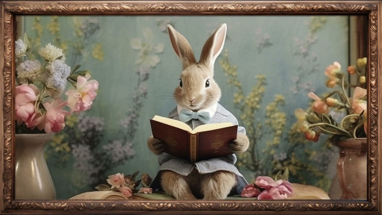 Framed TV Art | Easter Bunny | Vintage Art Easter | Framed Easter Art Screensaver | Spring Ambience