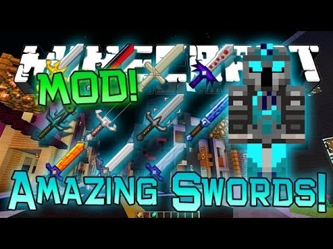 Alexandria Slater - Minecraft "AMAZING SWORDS" MOD! (PopularMMOs, Overpowered Weapons, Armor, Creepers!) Mod Showcase