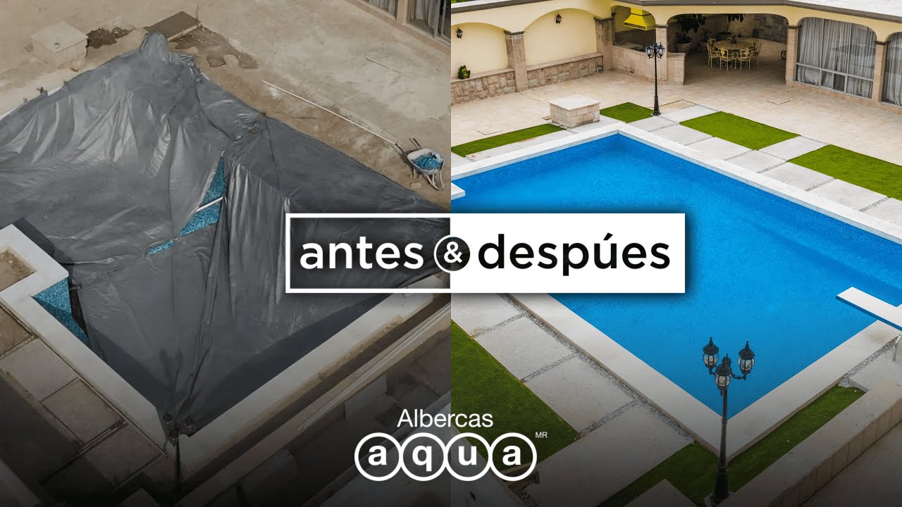 Antes y después de PISCINA CON TRAMPOLÍN | Construcción de Albercas