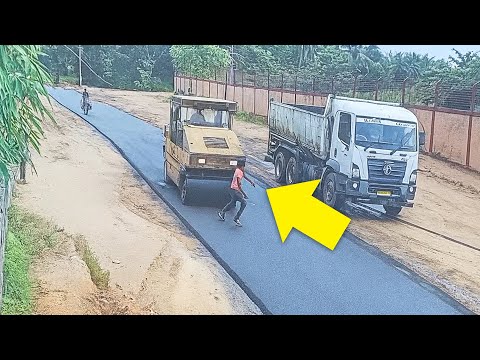 Road Roller Accident Caught On Camera