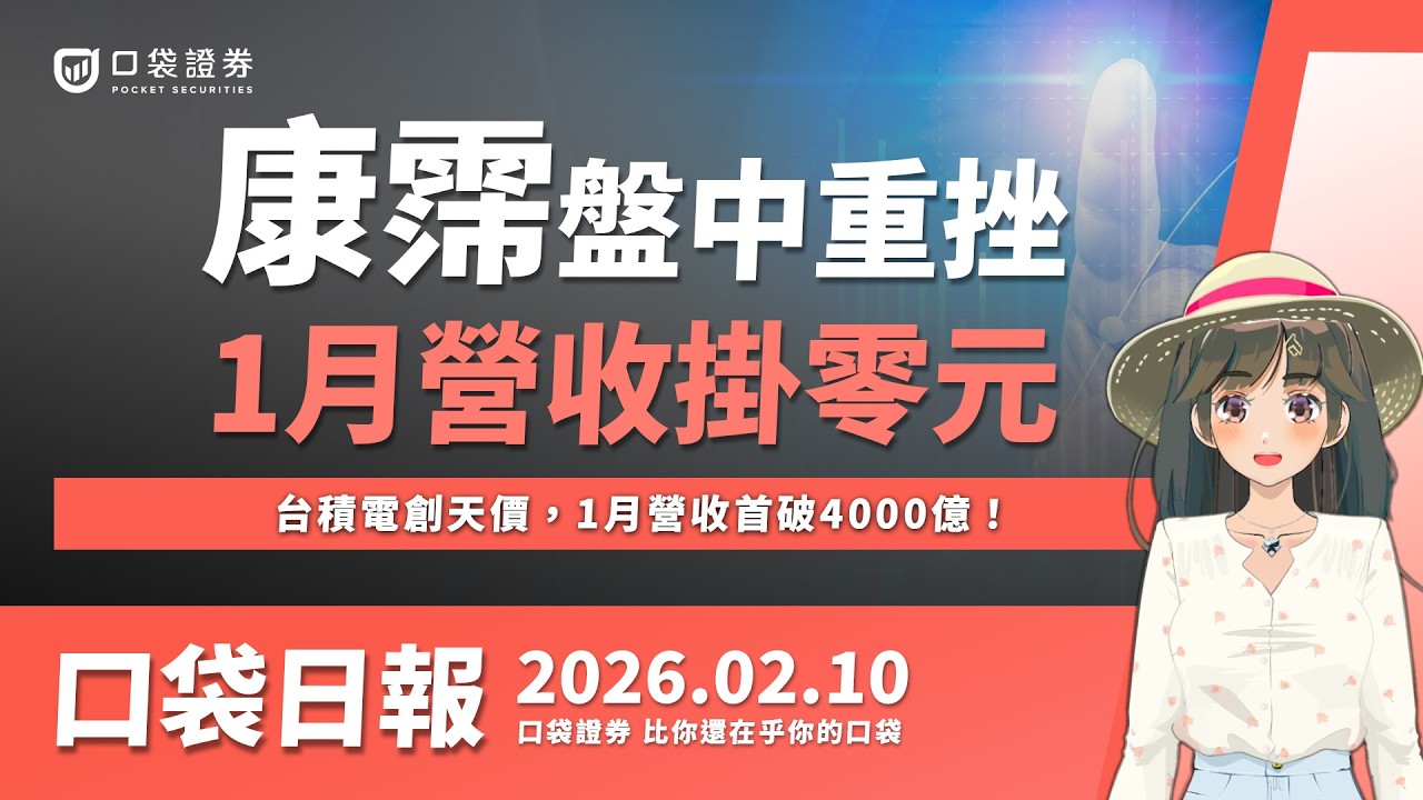 【口袋日報】康霈盤中重挫,1月營收掛零元,台積電創天價,1月營收首破4000億!2026.02.10