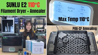 SUNLU E2 Filament Dryer + Annealer: 110°C Max Temp for PA-CF, Polycarbonate, Nylon, PVA, TPU drying