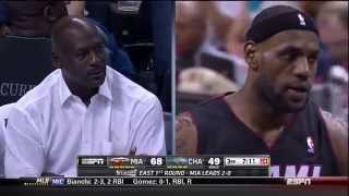 LeBron Stares Down Michael Jordan While Dunking