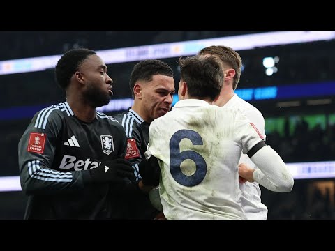 João Palhinha and Morgan Rogers in Heated On-Field Fight | Aston Villa vs Tottenham hotspur 2-1