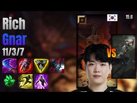 Rich Top Gnar vs Camille lol KR solo rank Full Game 15.6 | 리치 나르 vs 카밀