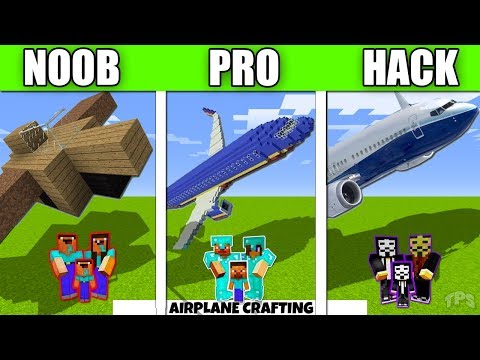 Minecraft Battle : AIRPLANE CRAFTING CHALLENGE - NOOB vs PRO vs GOD Minecraft Animation