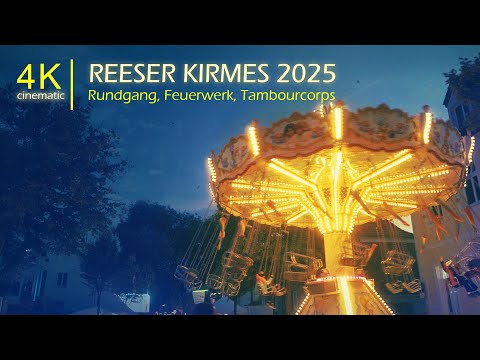 Reeser Kirmes 2025 🇩🇪 Spaziergang, Feuerwerk & Musik am Rhein | 4K