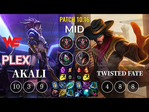WE Plex Akali vs Twisted Fate Mid - KR Patch 10.16