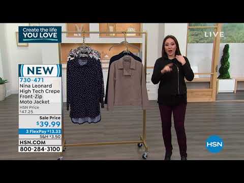 Nina Leonard High Tech Crepe FrontZip Moto Jacket