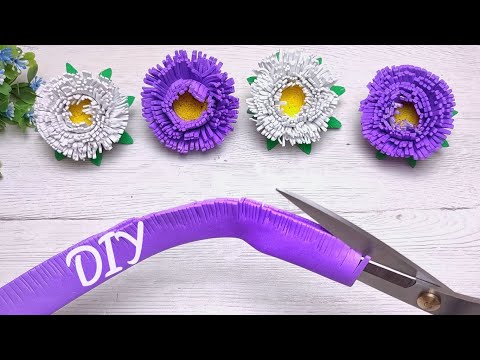 Flowers from foamiran Asters from foamiran DIY / A simple idea in 5 minutes / Flores de fomi
