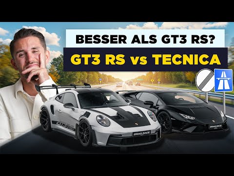 Erste Fahrt im Huracán Tecnica 🚀 | 300km/h Autobahn & Drag Race vs. Porsche GT3 RS