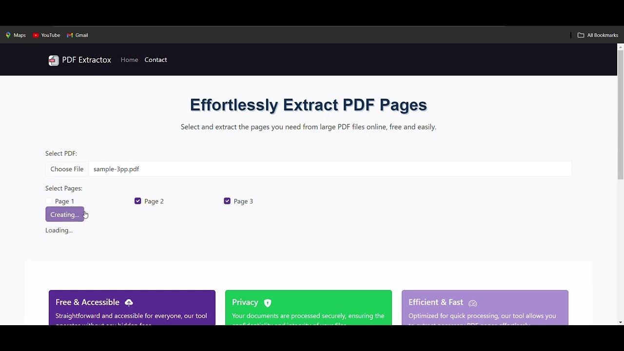 PDF Page Extractor React,Node,Express JS project
