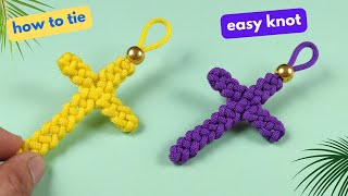 How to tie easy knot pattern | How to make a Paracord cross Key Chain Quick and Easy DIY Tutorial