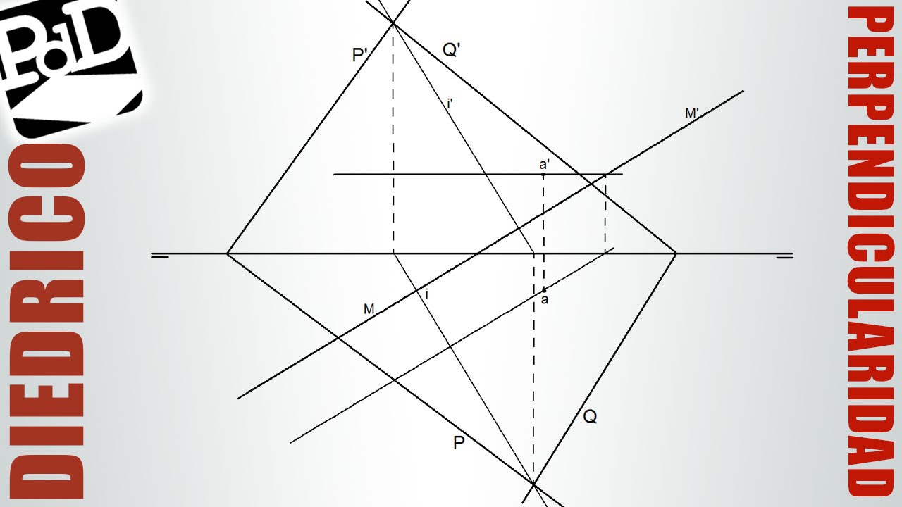 Plano perpendicular a otros dos, conteniendo un punto (Diédrico).