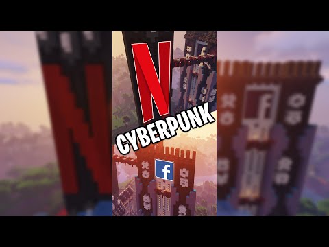 Netflix & Facebook Buildings in Cyberpunk Minecraft City Timelapse #shorts