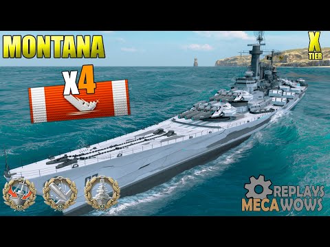 Montana, 4 Kills, 250k DMG, 3k Base XP | World of Warships Gameplay