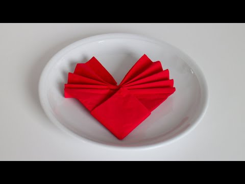 Servietten falten 'Herz' für Geburtstag, Muttertag, Hochzeit, Weihnachten & Valentinstag [W+]