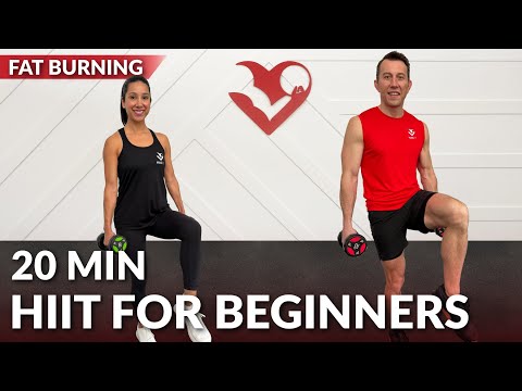 20 Min HIIT Workout for Beginners for Fat Loss - No Jumping No Repeat Easy Low Impact with Weights