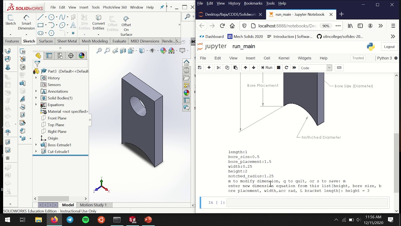 Solidworks API Python Tab Building Demo