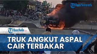 Truk Angkut Aspal Cair Terbakar di Tengah Jalanan Sragen, Begini Kronologinya