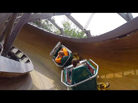 Flying Turns POV Worlds Only Wooden Bobsled Roller Coaster Knoebels Amusement Park