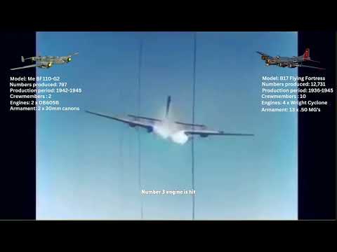 German Bf 110 Attacks B-17 Bomber – Combat Footage