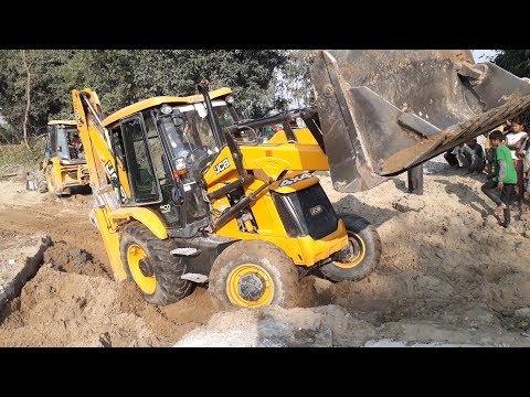 JCb Backhoe Breaking Old Bridge and Working For New Bridge Construction - JCB Working Video 2