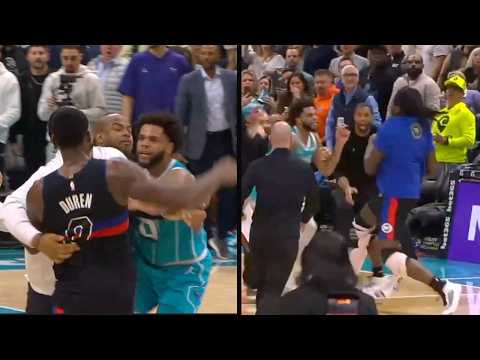 Miles Bridges PUNCHES Jalen Duren & Isaiah Stewart SQUARES UP! Pistons, Hornets MASSIVE BRAWL!