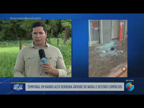 Temporal em Barro Alto derruba árvore de natal e destrói comércios