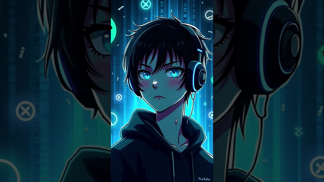 Techy futuristic illustration of a young man wearing headphones. #graphicscore #technoir #futuristic