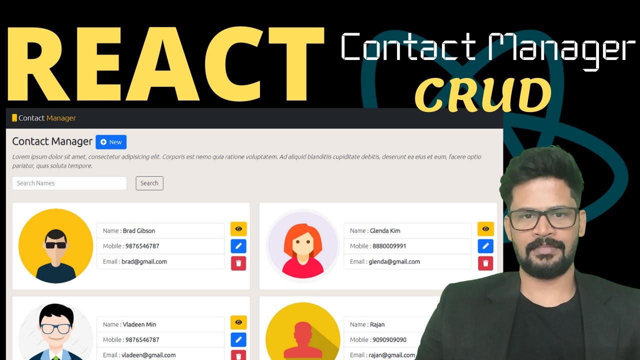 React Contact Manager App | CRUD | React JS Tutorial 2022 | NAVEEN SAGGAM