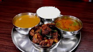 மட்டன் குழம்பு மட்டன் வறுவல் ரசம் சாதம் | Mutton Kulambu In Tamil | NonVeg Lunch Menu