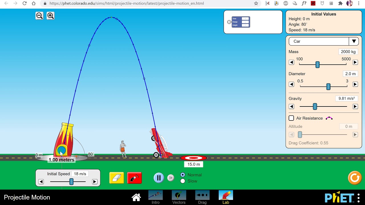 PhET Projectile Motion Lab Introduction